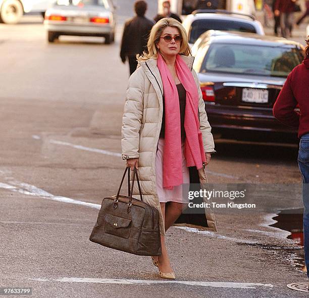 Catherine Deneuve filming 'The Nearest to Heaven' a romantic/ drama in NYC .