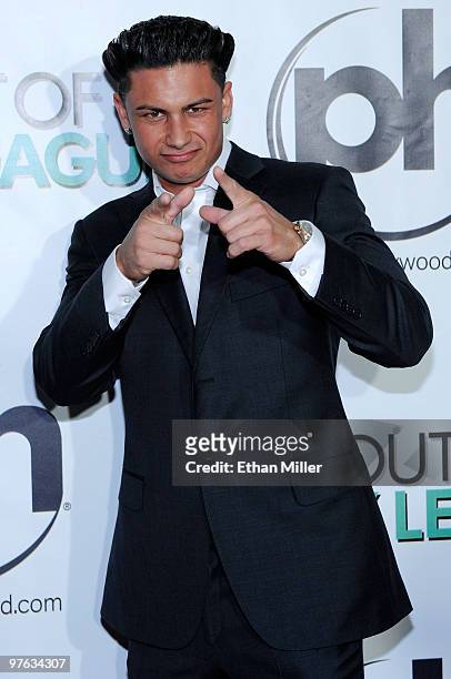 Television personality Paul "Pauly D" DelVecchio from the MTV show, "Jersey Shore" arrives at the Las Vegas premiere of "She's Out of My League" at...