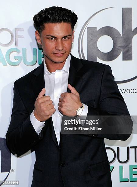 Television personality Paul "Pauly D" DelVecchio from the MTV show, "Jersey Shore" arrives at the Las Vegas premiere of "She's Out of My League" at...