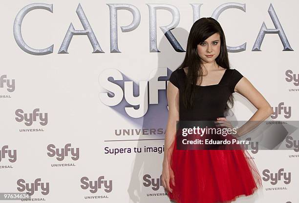 Alessandra Torresani attends Caprica press conference photocall at Lara Theatre on March 11, 2010 in Madrid, Spain.