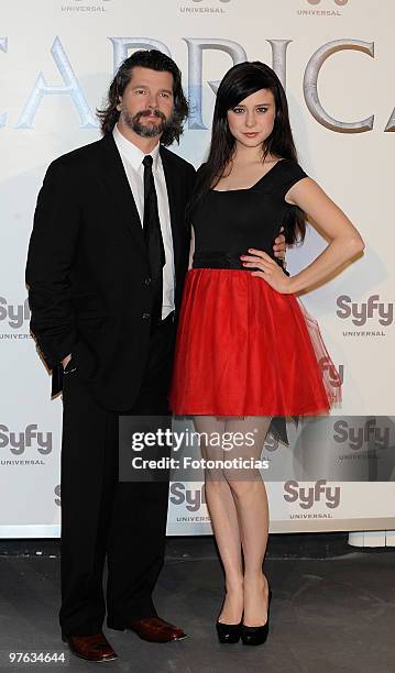 Actress Alessandra Torresani and producer Ronald Moore present 'Caprica', at the Lara Theatre on March 11, 2010 in Madrid, Spain.