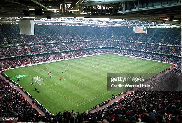 The fans watch during the match between Birmingham City and Liverpool in the Worthington Cup Final at the Millennium Stadium, Cardiff. Mandatory...