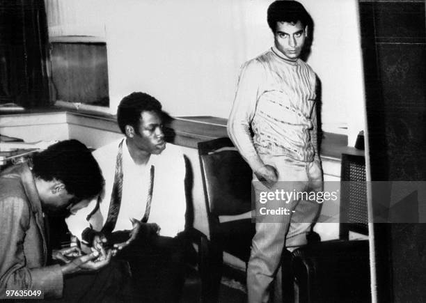 Photo dated 07 September 1970 of the three members of a Palestinian commando that hijacked a Boeing 747 of the American airline Pan Am, which they...