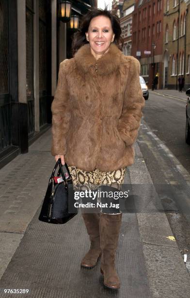 Arlene Phillips is seen at the Ivy restuarant on March 11, 2010 in London, England.