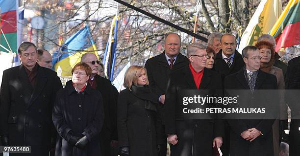 Estonia's President Toomas Hendrik Ilves , Latvia's President Valdis Zatlers and First Lady Lilita Zatlere, Finland's President Tarja Halonen and...