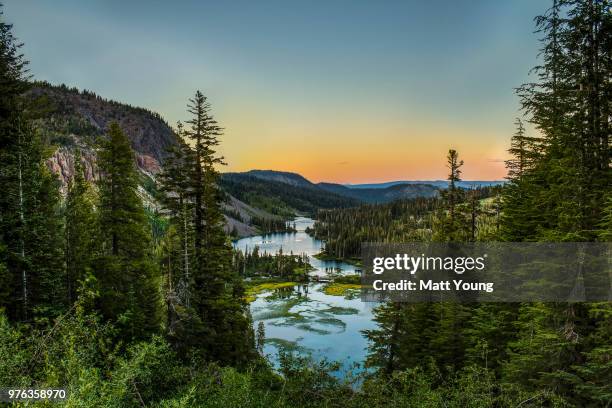 twin lakes at sunset, mammoth lakes, california, usa - california mountains stock pictures, royalty-free photos & images