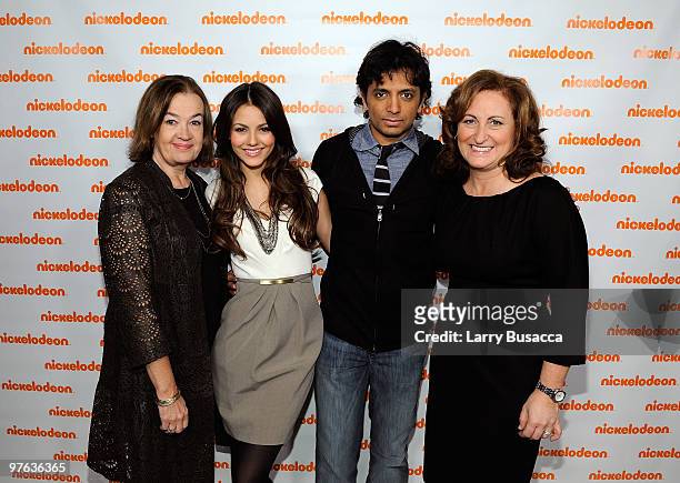 Chairman and CEO of MTV Networks Judy McGrath, actress Victoria Justice, director M. Night Shyamalan and President of Nickelodeon/MTVN Kids and...