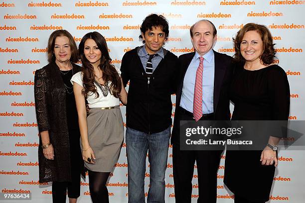 Chairman and CEO of MTV Networks Judy McGrath, actress Victoria Justice, director M. Night Shyamalan, President and CEO of Viacom Philippe Dauman and...