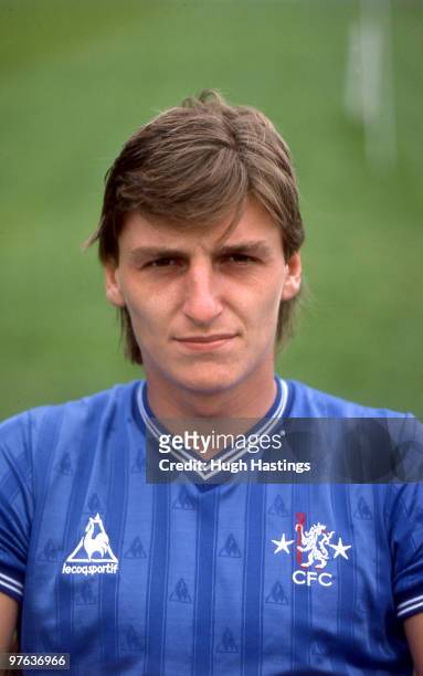 Portrait of Chelsea FC defender Colin Pates taken during a portrait session held in 1986 at Harlington, in London, England.