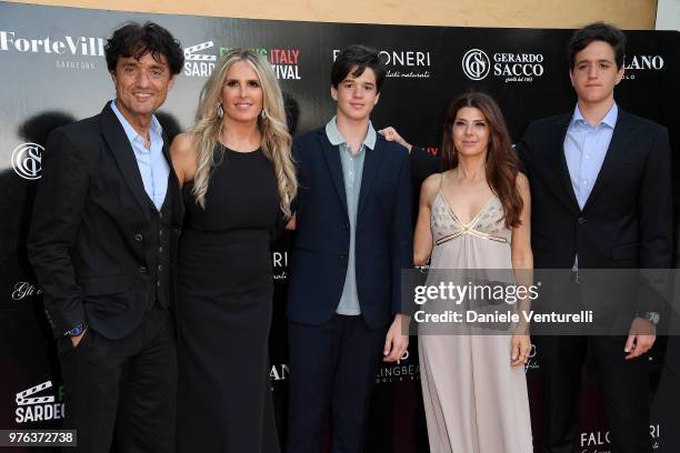 Giulio Base, Tiziana Rocca, Valerio Base, Marisa Tomei and Vittorio Base attend the 'Filming Italy Sardegna Festival' at Forte Village Resort on June...