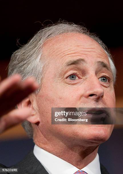 Senator Bob Corker, a Republican from Tennessee, speaks during a news conference in Washington, D.C., U.S., on Thursday, March 11, 2010. Senate...