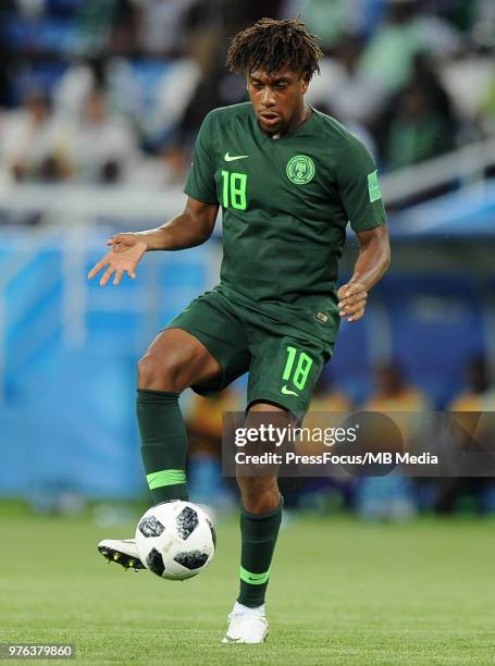 Alex Iwobi of Nigeria during the 2018 FIFA World Cup Russia group D match between Croatia and Nigeria at Kaliningrad Stadium on June 16, 2018 in...