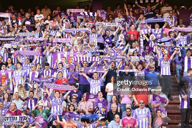 Fans of Real Valladolid during the La Liga 123 play off match between Real Valladolid and Club Deportivo Numancia at Jose Zorilla stadium on June 16,...