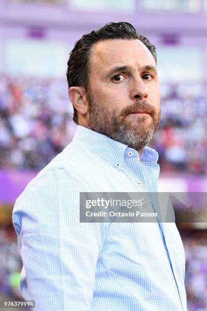 Head coach Sergio Gonzalez of Real Valladolid during the La Liga 123 play off match between Real Valladolid and Club Deportivo Numancia at Jose...