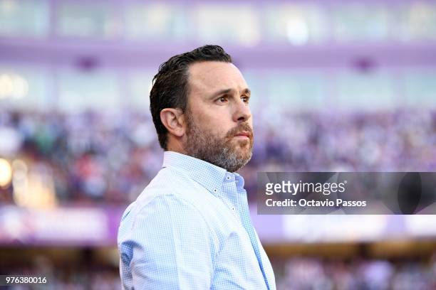 Head coach Sergio Gonzalez of Real Valladolid during the La Liga 123 play off match between Real Valladolid and Club Deportivo Numancia at Jose...