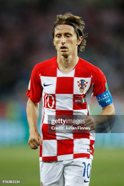 Luka Modric of Croatia runs on during the 2018 FIFA World Cup Russia group D match between Croatia and Nigeria at Kaliningrad Stadium on June 16,...