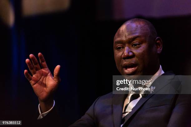 Benjamin Crump, ESQ, on a panel for TV One and the National Urban League's televised town hall taping at The Howard Theatre in Washington, D.C., on...