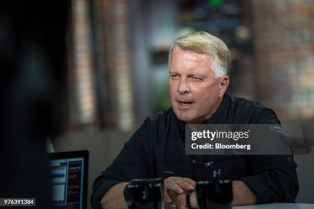 Stephen Rizzone, president and chief executive officer of Energous Corp., speaks during a Bloomberg Technology television interview in San Francisco,...