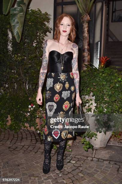 Eva Pevarello attends Dolce & Gabbana Naked King secret show at Milan Men's Fashion Week Spring/Summer 2019 on June 16, 2018 in Milan, Italy.