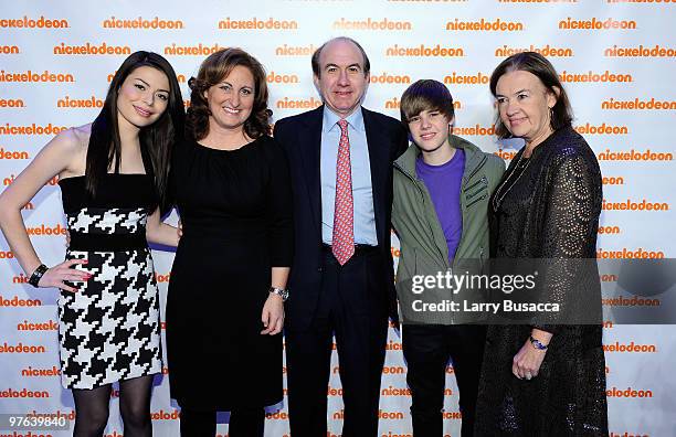 Actress Miranda Cosgrove, President of Nickelodeon/MTVN Kids and Family Group Cyma Zarghami, President and CEO of Viacom Philippe Dauman, musician...