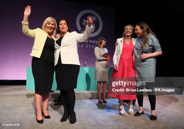 Sinn Fein President Mary Lou McDonald TD and Sinn Fein Vice President Michelle O'Neill after McDonald's keynote speech during the party's ard fheis...