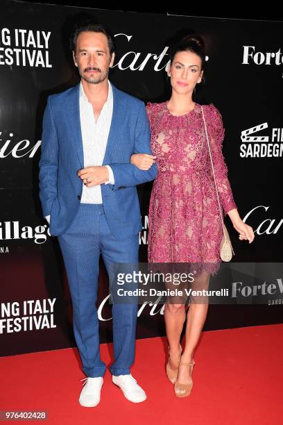 Mel Fronckowiak and Rodrigo Santoro attend the 'Filming Italy Sardegna Festival' at Forte Village Resort on June 16, 2018 in Santa Margherita di...
