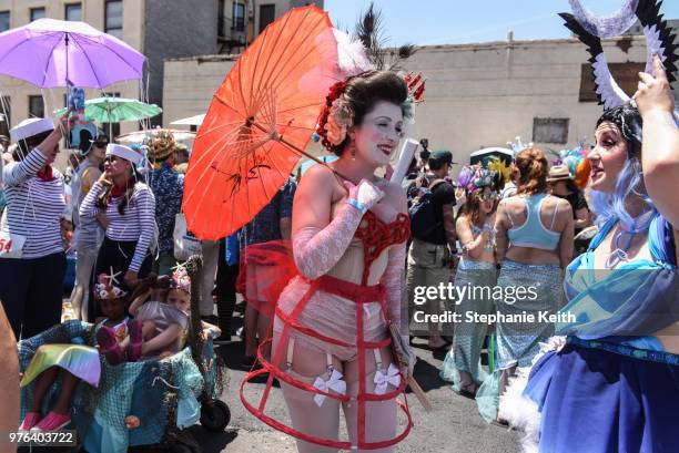 People participate in the 36th annual Mermaid Parade in Coney Island on June 16, 2018 in New York City.