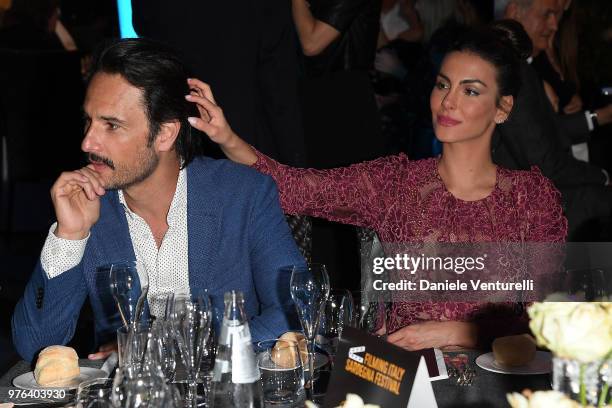 Mel Fronckowiak and Rodrigo Santoro attend the 'Filming Italy Sardegna Festival' at Forte Village Resort on June 16, 2018 in Santa Margherita di...