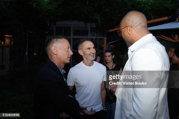 Jim Nelson, Anthony Leon P. J. Tucker and Neil Barrett attend the GQ Milan Cocktail Party during Milan Men's Fashion Week Spring/Summer 2018/19 on...
