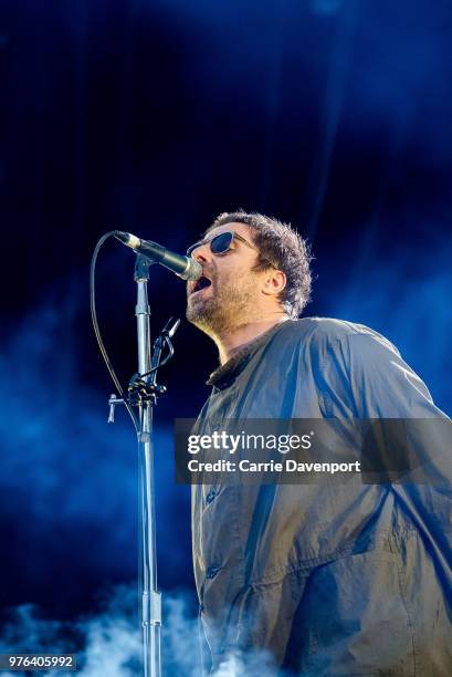 Liam Gallagher performs onstage at Belsonic at Ormeau Park on June 16, 2018 in Belfast, Northern Ireland.