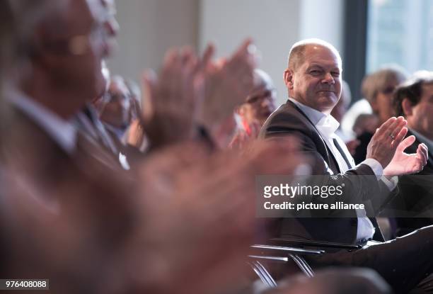 June 2018, Germany, Berlin: Olaf Scholz of the Social Democratic Party , German Minister of Finance, attends the Willy-Brandt-talk. The topic 'Ein...