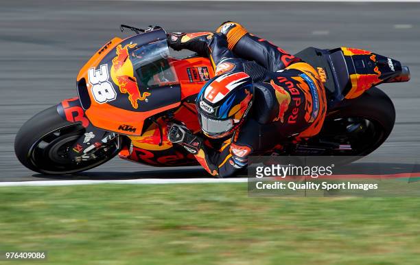 Bradley Smith of Great Britain and Red Bull KTM Factory Racing rounds the bend during free practice for the MotoGP of Catalunya at Circuit de...