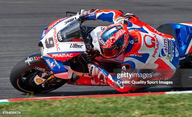 Danilo Petrucci of Italy and Alma Pramac Racing rounds the bend during free practice for the MotoGP of Catalunya at Circuit de Catalunya on at...