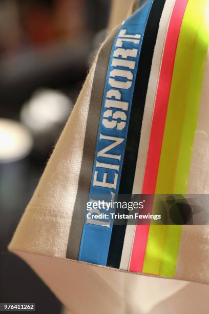 Fashion detail at the backstage ahead of the Plein Sport show during Milan Men's Fashion Week Spring/Summer 2019 on June 16, 2018 in Milan, Italy.