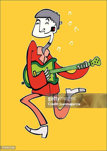 stockillustraties, clipart, cartoons en iconen met man playing guitar - bailar