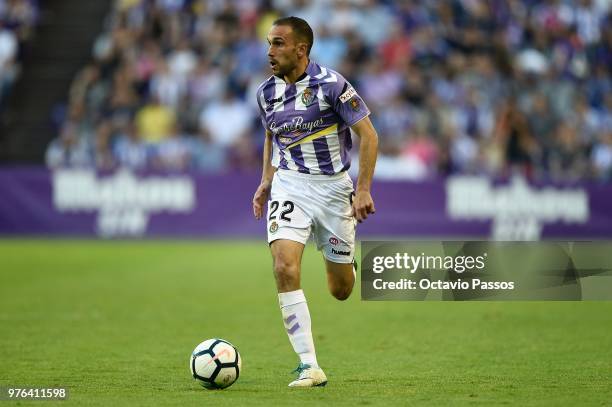 Nacho Garcia of Real Valladolid in action during the La Liga 123 play off match between Real Valladolid and Club Deportivo Numancia at Jose Zorilla...