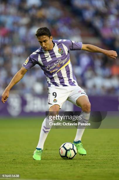 Jaime Mata of Real Valladolid in action during the La Liga 123 play off match between Real Valladolid and Club Deportivo Numancia at Jose Zorilla...