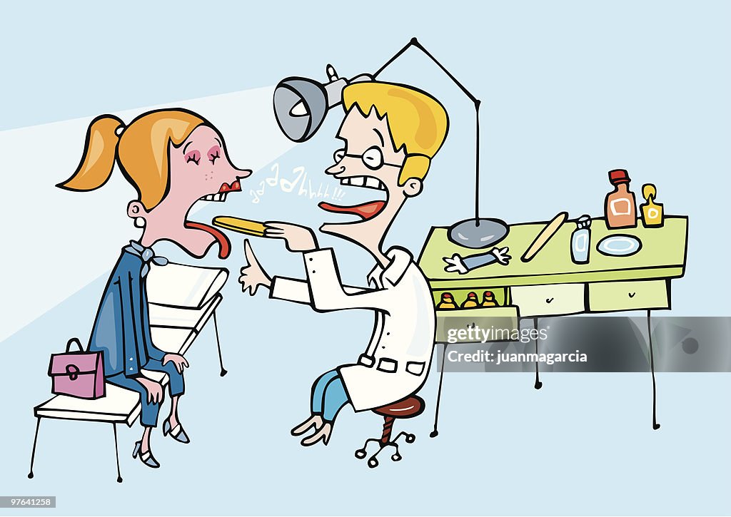 Doctor examining a patient's throat