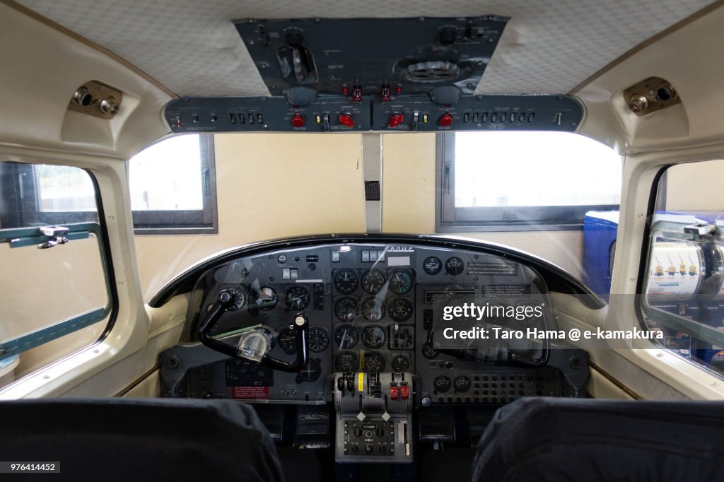 The airplane cockpit displayed in Aomori airport