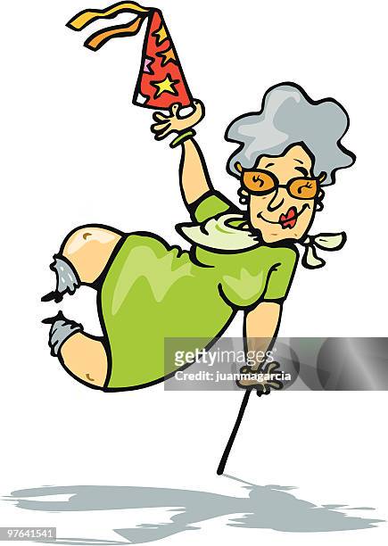 grandma celebrating her birthday - grandma cane stock illustrations