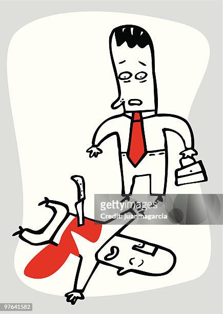 looking at a terrified man full of bloody corpse - straight razor stock illustrations