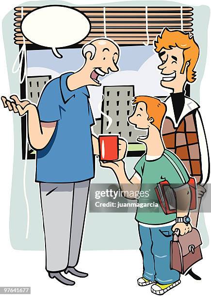 grandfather, father and son chatting - uncle stock illustrations