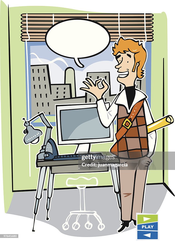 Designer or architect with his study of background