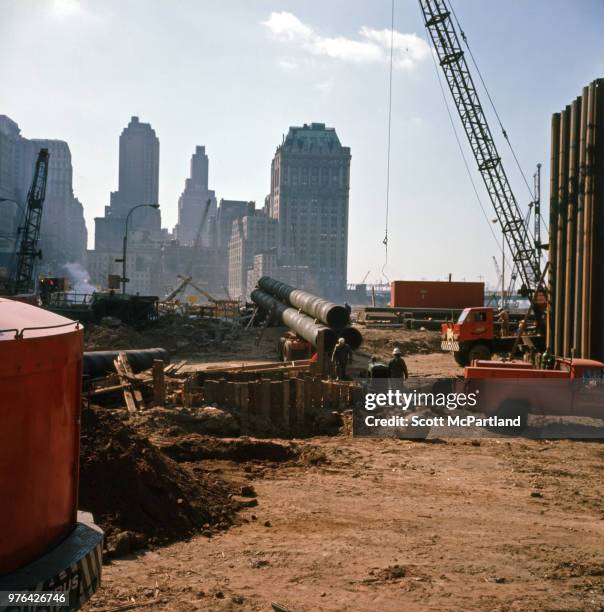 New York City - View of the construction site of towers one and two of the World Trade Center in downtown Manhattan.