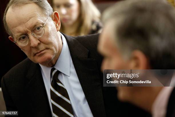 Sen. Lamar Alexander and Sen. Judd Gregg talk with reporters about the possibility of the use of reconciliation to pass health care reform...