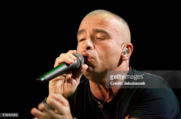 Italian singer Eros Ramazzotti performs live during a concert at the O2 World on March 11, 2010 in Berlin, Germany. The concert is part of the tour...