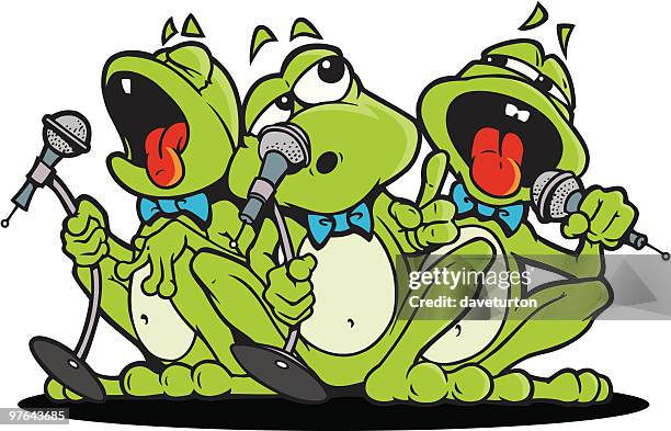 singing frogs - frog cartoon stock illustrations