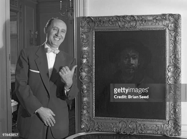 Geroge Farkas with his Rembrandt self portrait probably painted in 1660, purchased from run down small antique shop by an Italian nobleman in 1923...