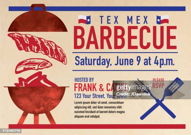 barbecue tex mex invitation design template - brisket stock illustrations