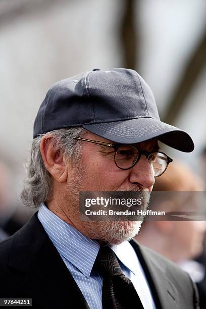 Director Steven Spielberg talks with the media following a World War II Memorial ceremony to pay tribute to World War II veterans of the Pacific on...